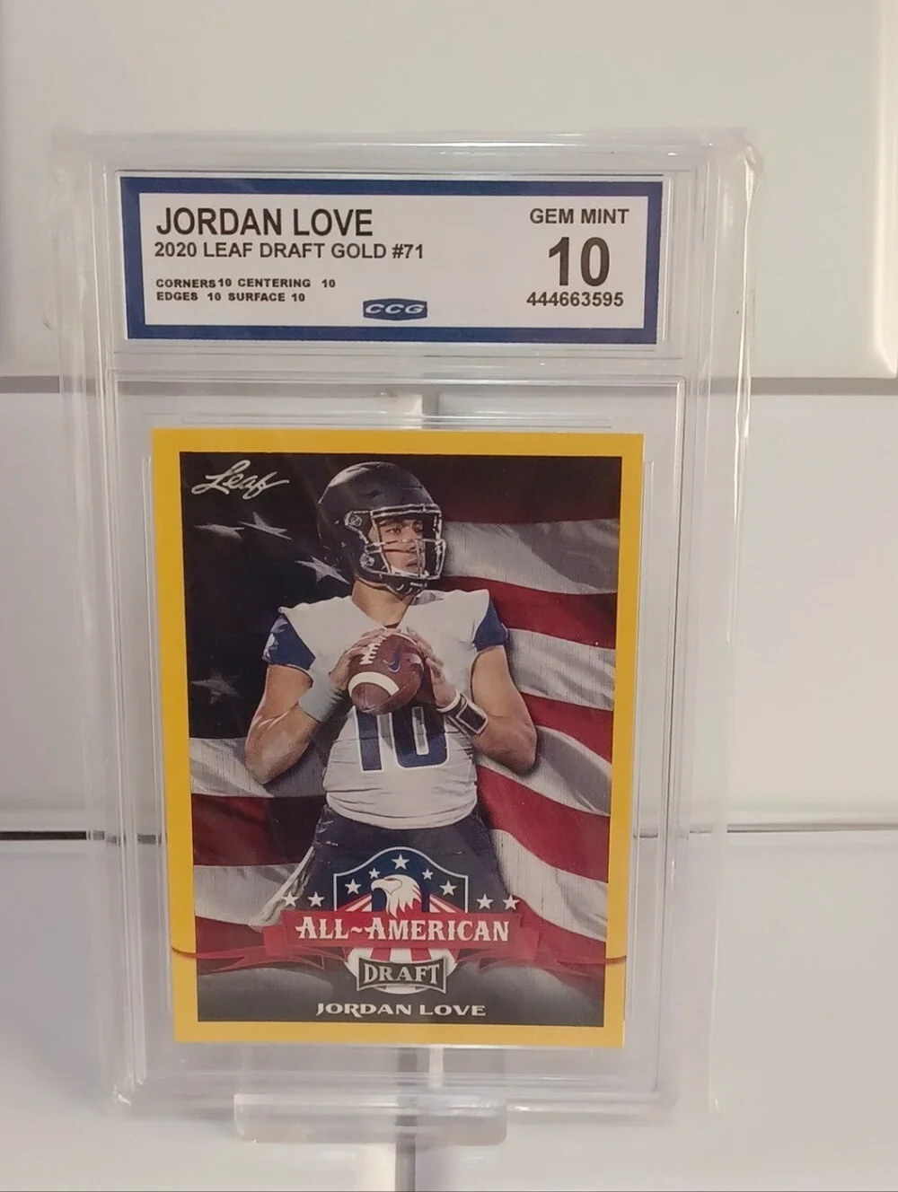2020 Leaf Draft - All-American Jordan Love #71 Gold (RC) CCGRADING 10
